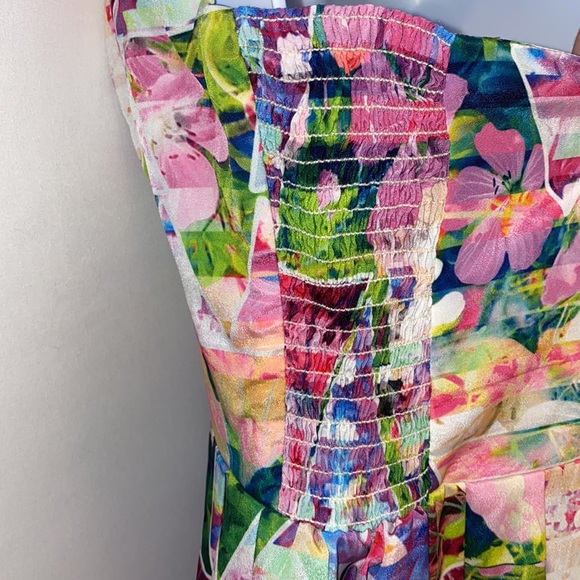 Amanda Uprichard Silk Strapless Geometric Garden Print Mini Dress Florals M - Picture 10 of 17